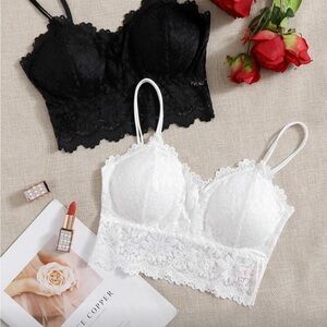 Elegant Lace Bralette Set - Black & White